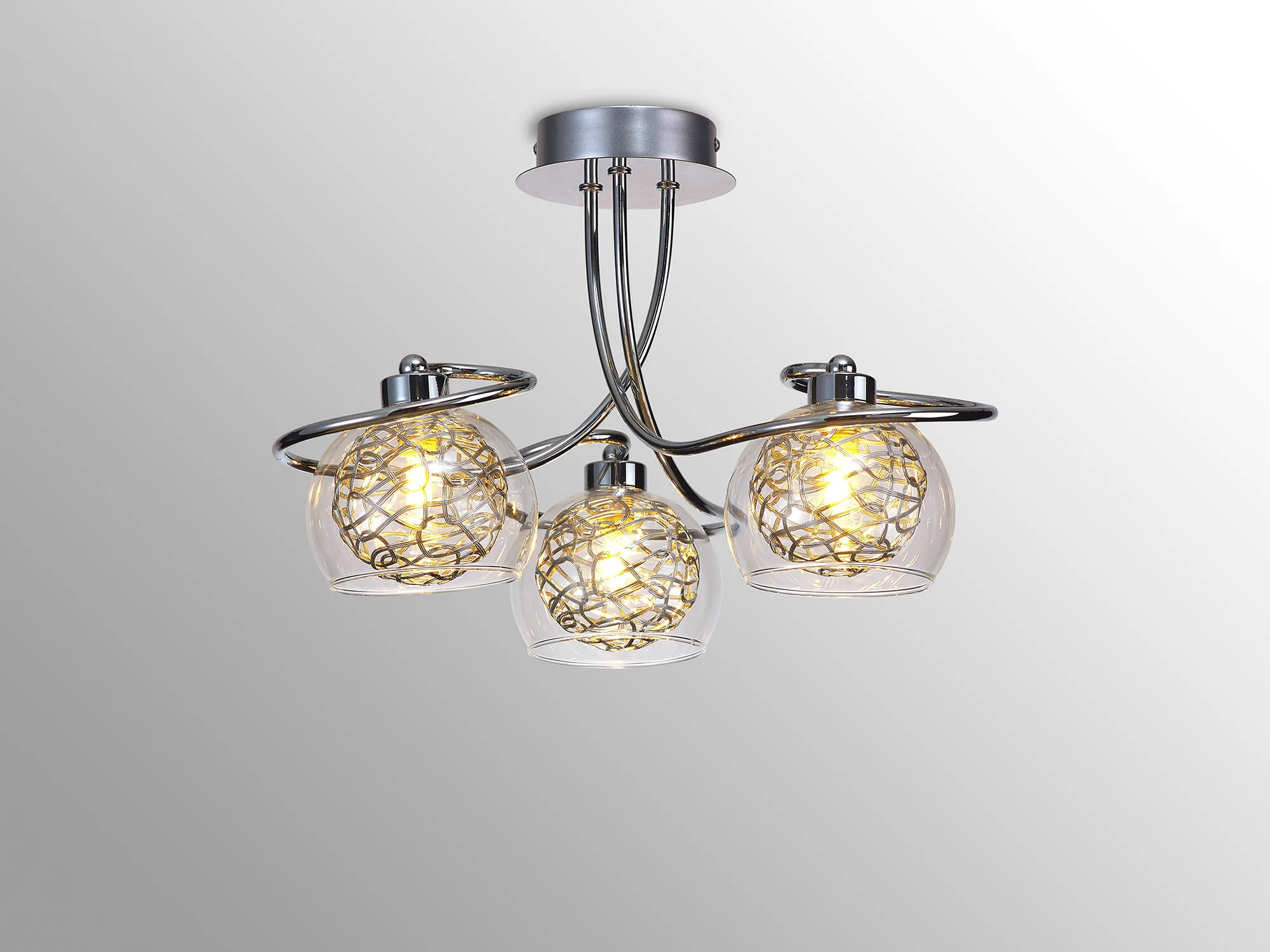 Talia Glass Semi Ceiling 3 Light Polished Chrome D0837  Deco Talia